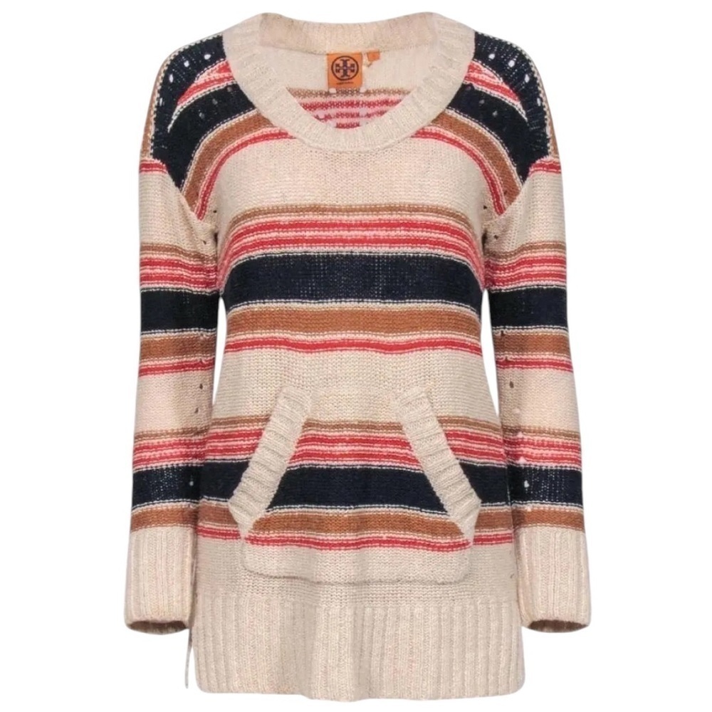 Tory Burch Striped Linen Cotton Jumper Sweater